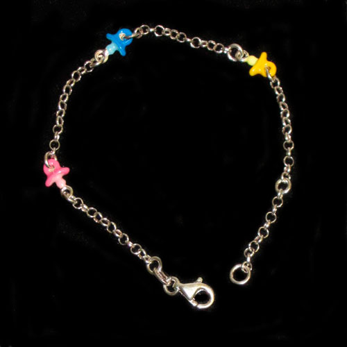 Pulsera infantil plata y esmaltes Asturias